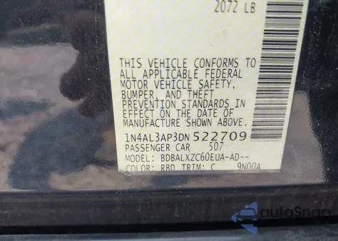 2013 Nissan Altima 2.5 Sl из США, поврежденный, VIN 1N4AL3AP3DN522709